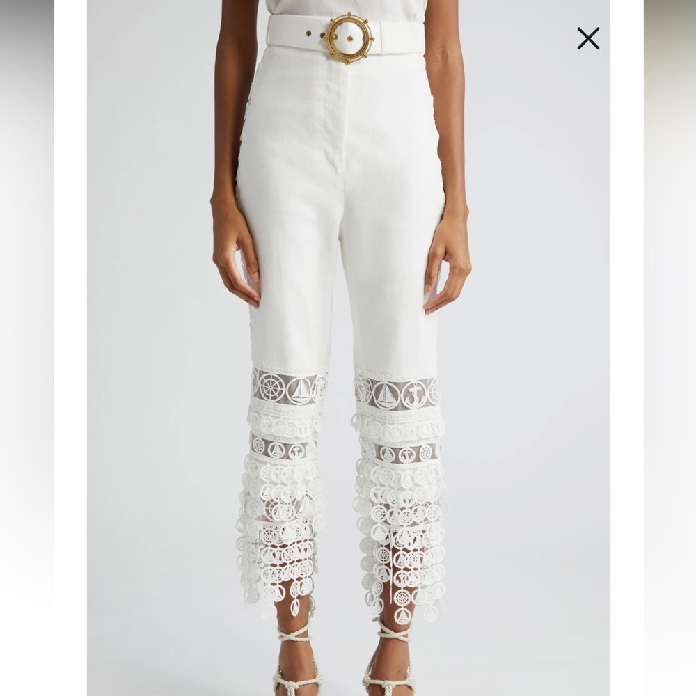 NWT Zimmermann High Tide Linen Nautical Crop Pants Cream size 0 (US 2-4)